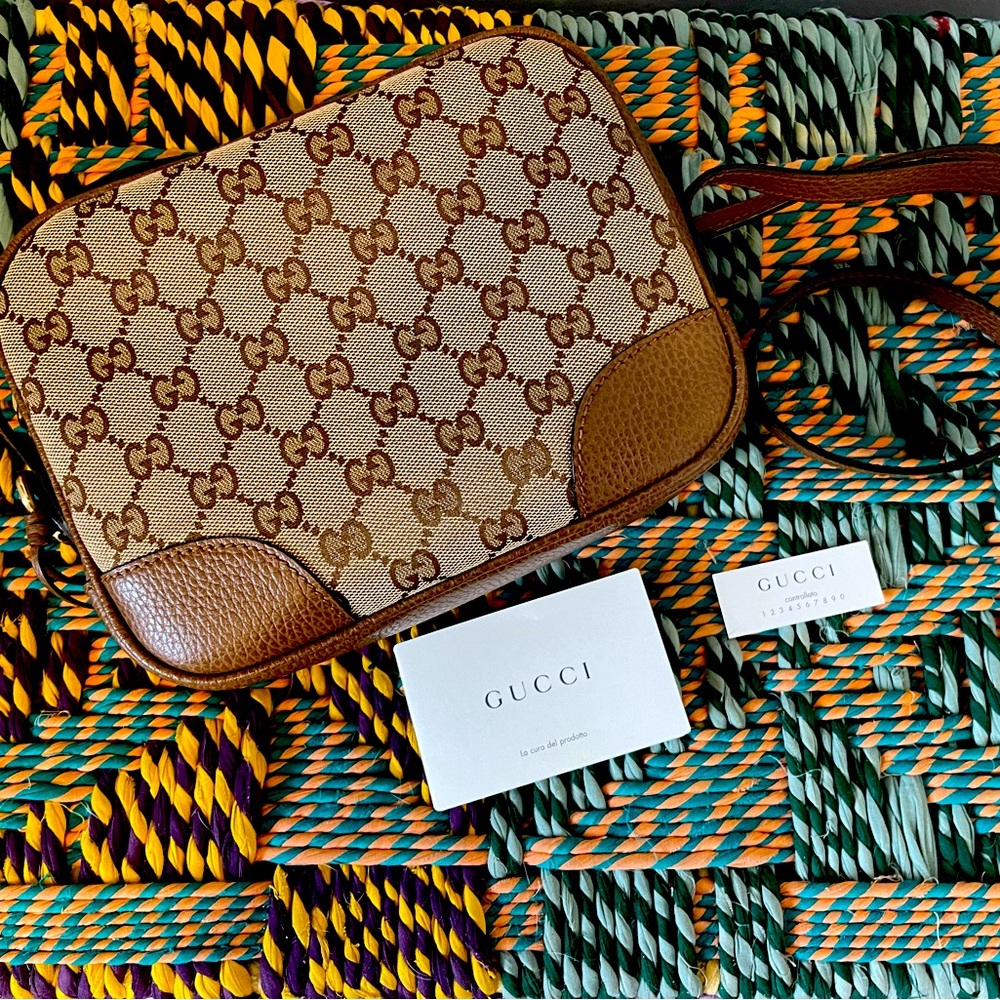 Gucci Bree Crossbody Canvas Leather Bag Purse